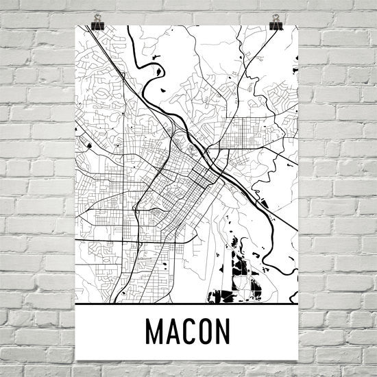 Macon GA Street Map Poster White