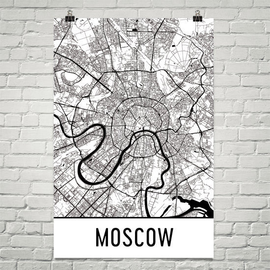 Moscow Street Map Poster White