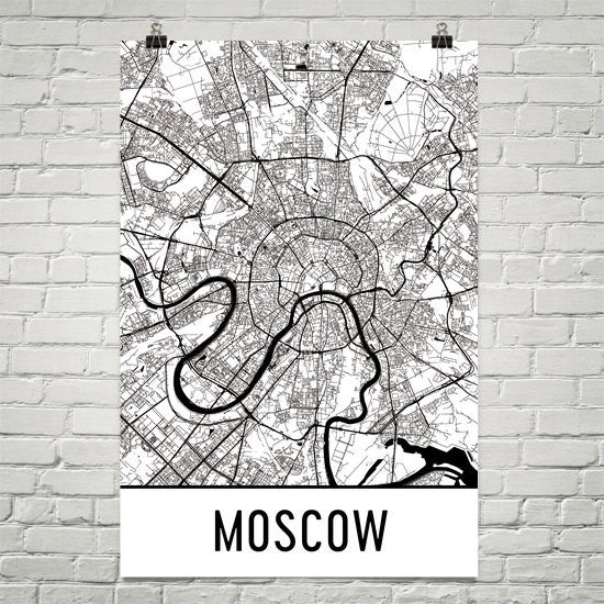 Moscow Street Map Poster White