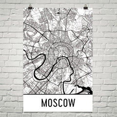 Moscow Street Map Poster White