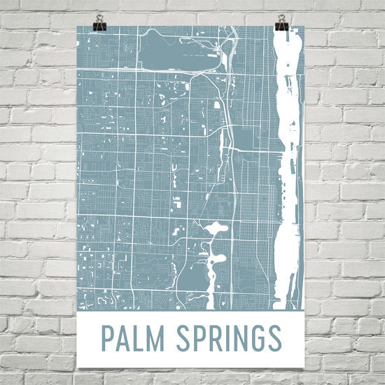 Palm Springs FL Street Map Poster White