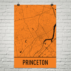 Princeton NJ Street Map Poster Orange