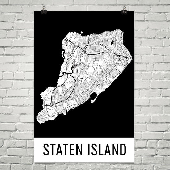 Staten Island NY Street Map Poster White