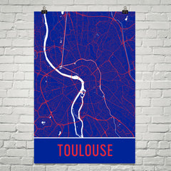 Toulouse France Street Map Poster Blue