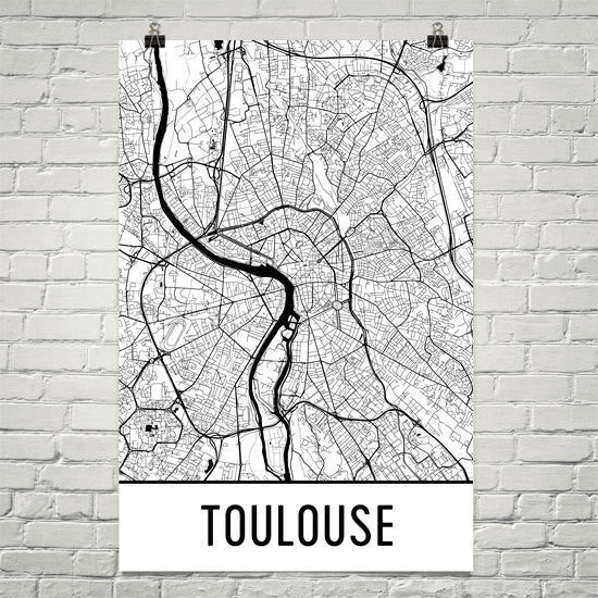 Toulouse France Street Map Poster White