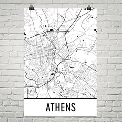 Athens Street Map Poster White