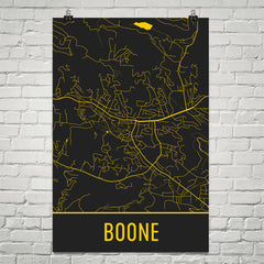 Boone NC Street Map Poster Black