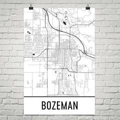 Bozeman MT Street Map Poster White