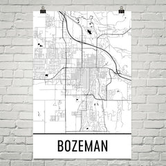 Bozeman MT Street Map Poster White