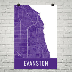 Evanston IL Street Map Poster Purple
