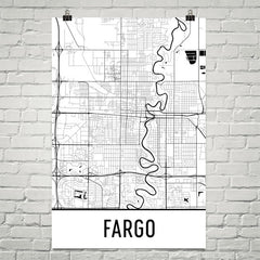 Fargo ND Street Map Poster White