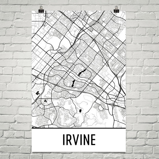 Irvine CA Street Map Poster White