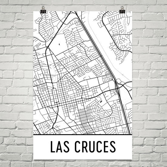 Las Cruces NM Street Map Poster White