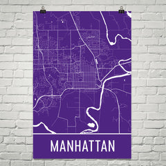 Manhattan KS Street Map Poster Purple