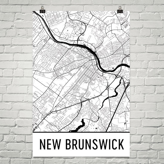 New Brunswick Street Map Poster White