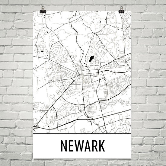 Newark DE Street Map Poster White