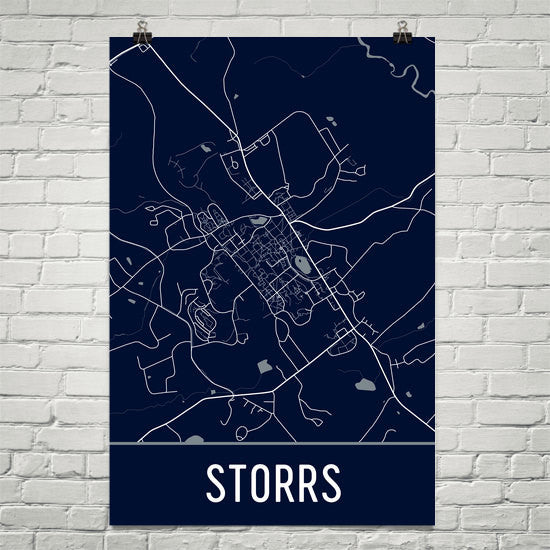 Storrs CT Street Map Poster White