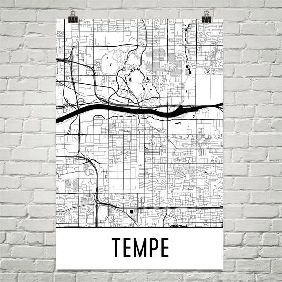 Tempe AZ Street Map Poster White