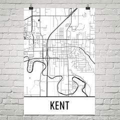 Kent OH Street Map Poster Blue