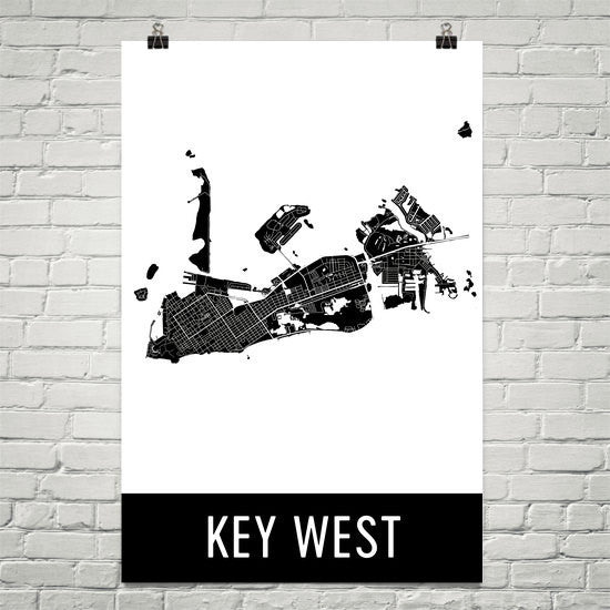 Key West FL Street Map Poster White