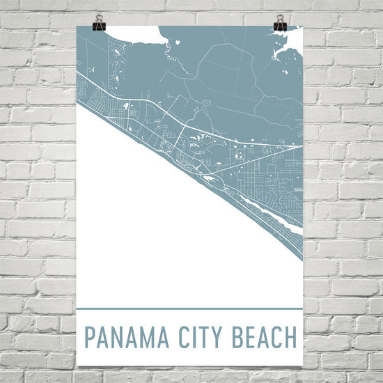 Panama City Beach Street Map Poster White