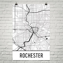 Rochester NY Street Map Poster White