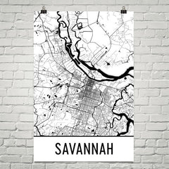 Savannah GA Street Map Poster White