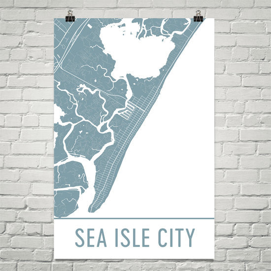 Sea Isle City NJ Street Map Poster White