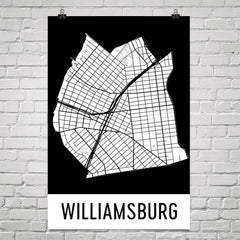 Williamsburg NY Street Map Poster Black