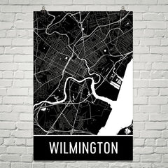 Wilmington DE Street Map Poster Black