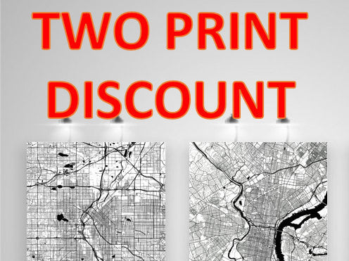 Two Map, Art, Print, Poster, Wall Art From $29.99 - ModernMapArt