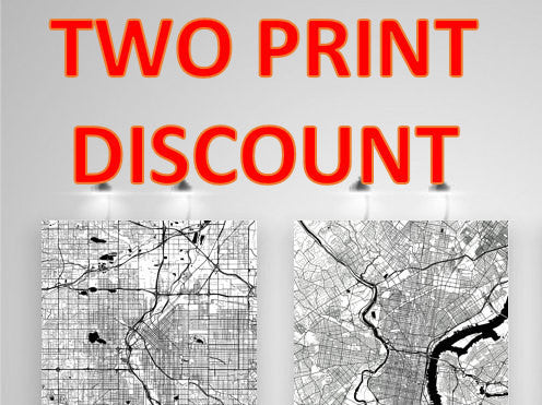 Two Map, Art, Print, Poster, Wall Art From $29.99 - ModernMapArt