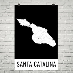 Catalina Island CA Street Map Poster White