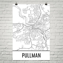 Pullman WA Street Map Poster White