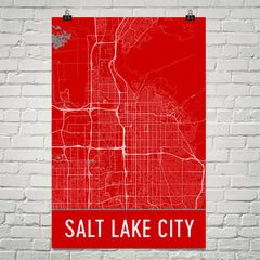 Salt Lake City Street Map Poster Red