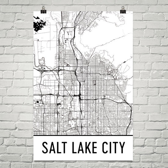 Salt Lake City Street Map Poster White