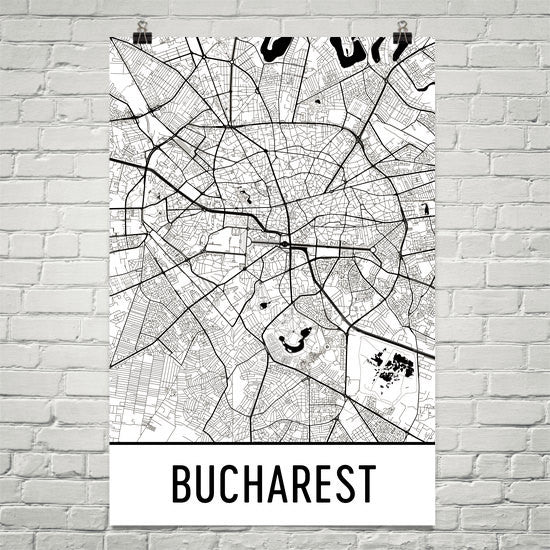 Bucharest Street Map Poster White
