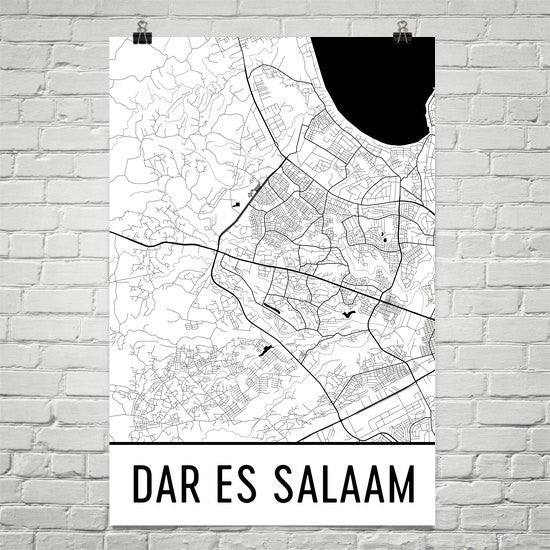 Dar Es Salaam Street Map Poster White