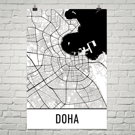 Doha Qatar Street Map Poster White