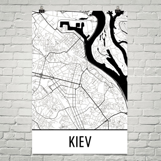 Kiev Ukraine Street Map Poster White