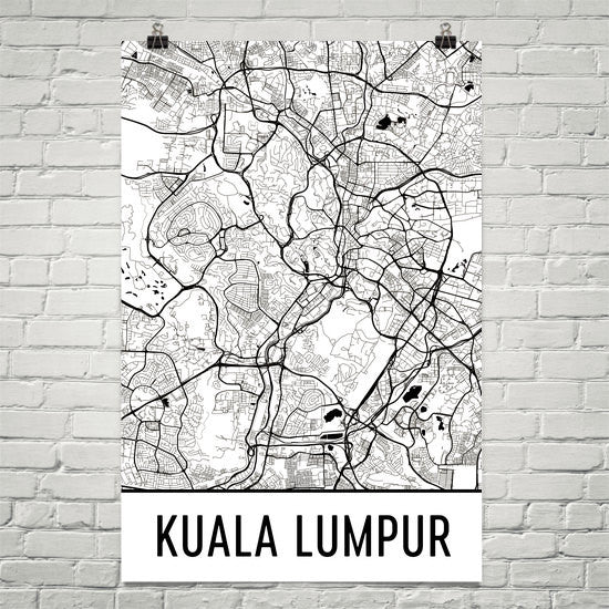 Kuala Lumpur Street Map Poster White