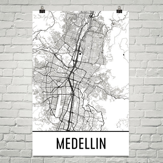 Medellin Colombia Street Map Poster White