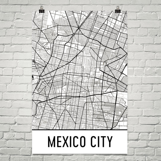 Mexico City Street Map Poster White