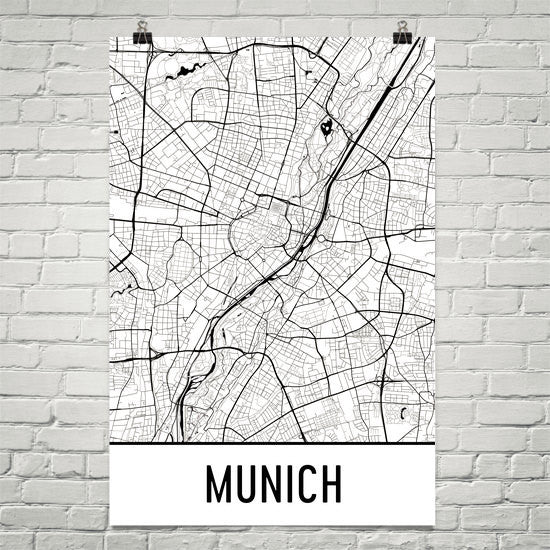 Munich Germany Street Map Poster White
