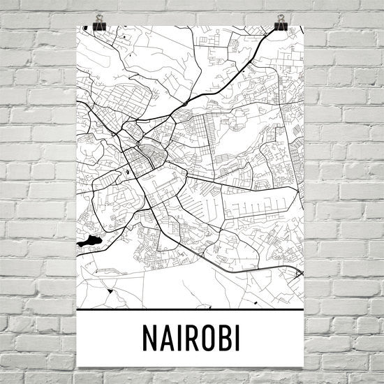 Nairobi Kenya Street Map Poster White