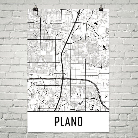 Plano Texas Street Map Poster White