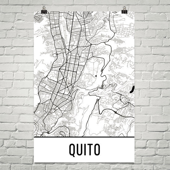 Quito Ecuador Street Map Poster White