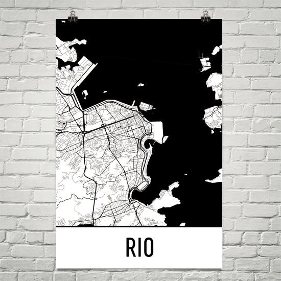 Rio de Janeiro Street Map Poster White