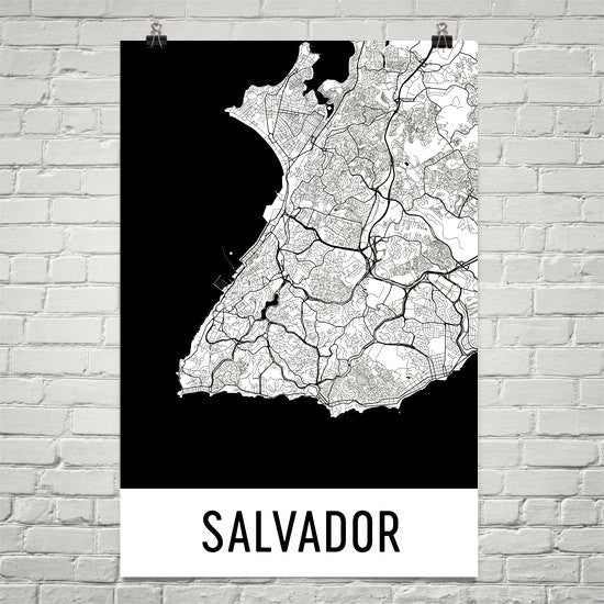 Salvador Street Map Poster White