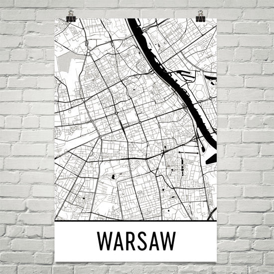 Warsaw Italy Street Map Poster White